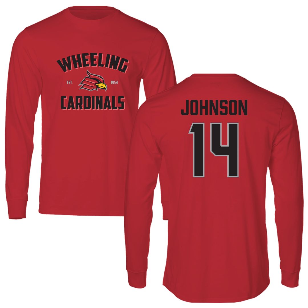 Wheeling University Baseball Red General Long Sleeve - #14 Brett Johnson