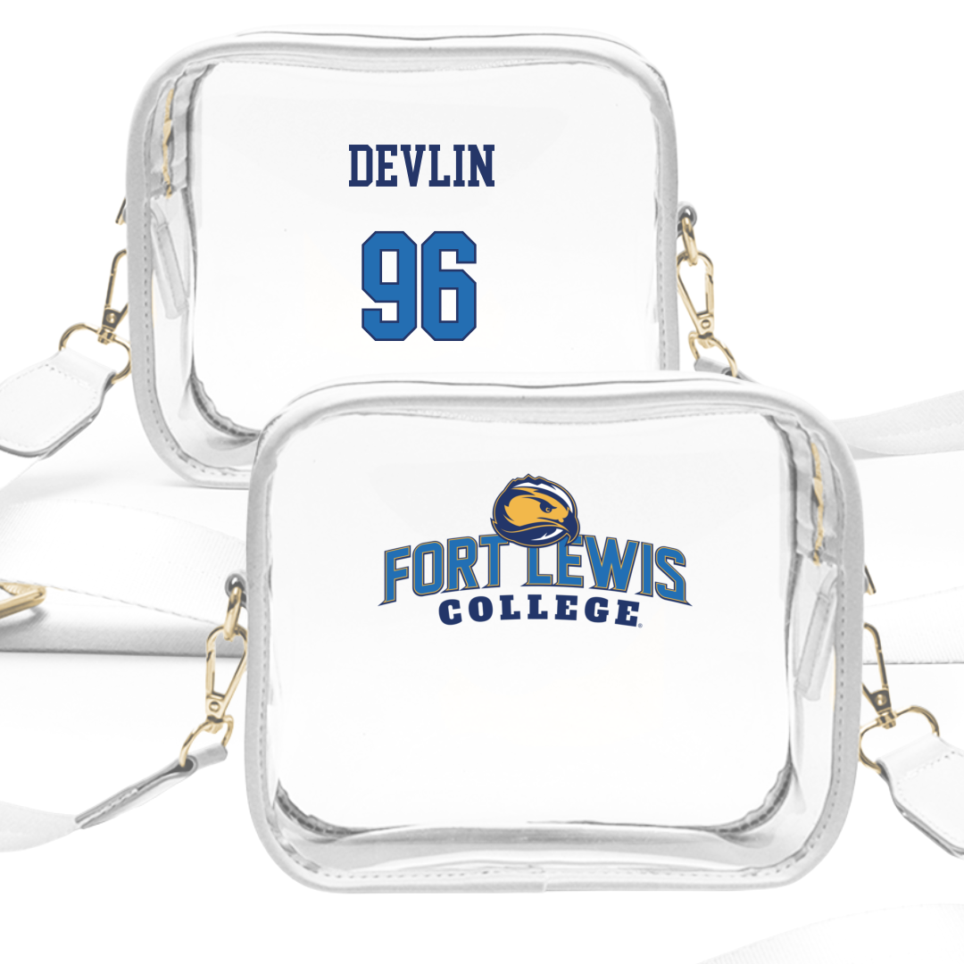 Fort Lewis College Football White Clear Stadium Bag - #96 Blake Devlin