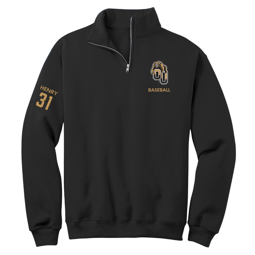 Oakland University Baseball Black Quarter-Zip - #31 Ethan Henry
