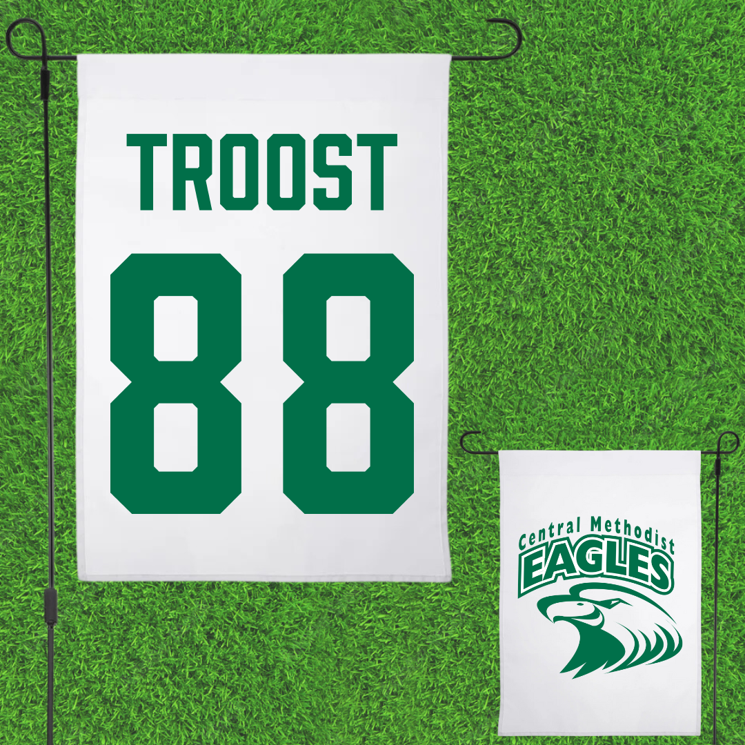 Central Methodist University Football White Garden Flag - #88 Dakota Troost