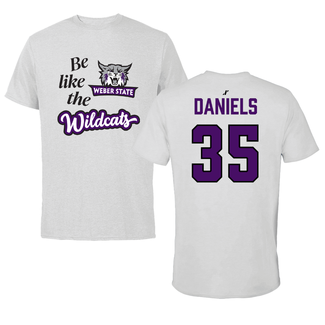 Weber State University Football Light Gray Be Like Us Performance Tee - #35 Rishi Daniels