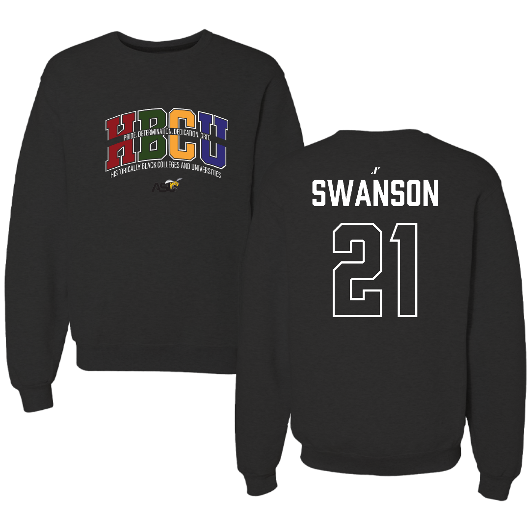 Alabama State University Volleyball (W) Black HBCU Crewneck - #21 Breanna Swanson