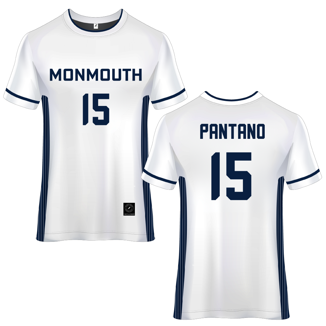 Monmouth University White Soccer Jersey - #15 Marco Pantano