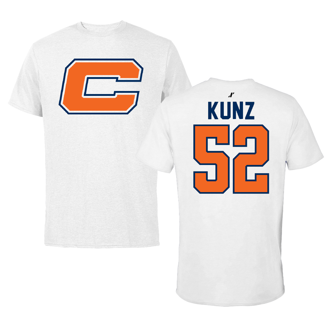 Carroll University Football White Tee - #52 Javion Kunz