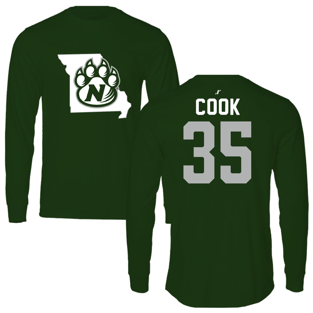 Northwest Missouri State University Baseball Forest Green State Performance Long Sleeve - #35 Kayden Cook