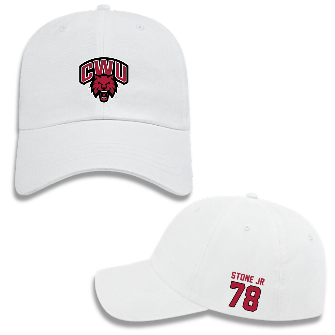 Central Washington University Football White Hat - #78 John Stone Jr