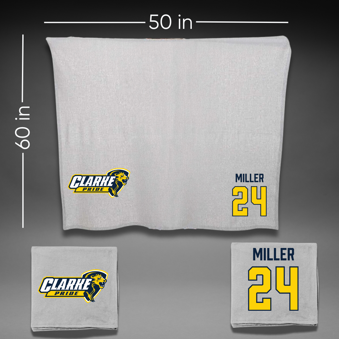 Clarke University Soccer Gray Blanket - #24 Samantha Miller