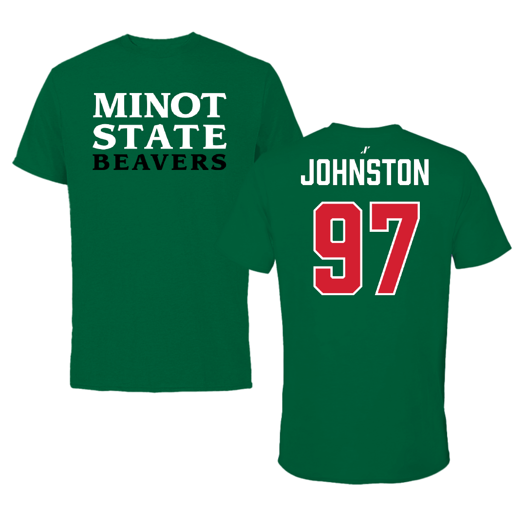 Minot State University Football Green Tee - #97 Luke Johnston