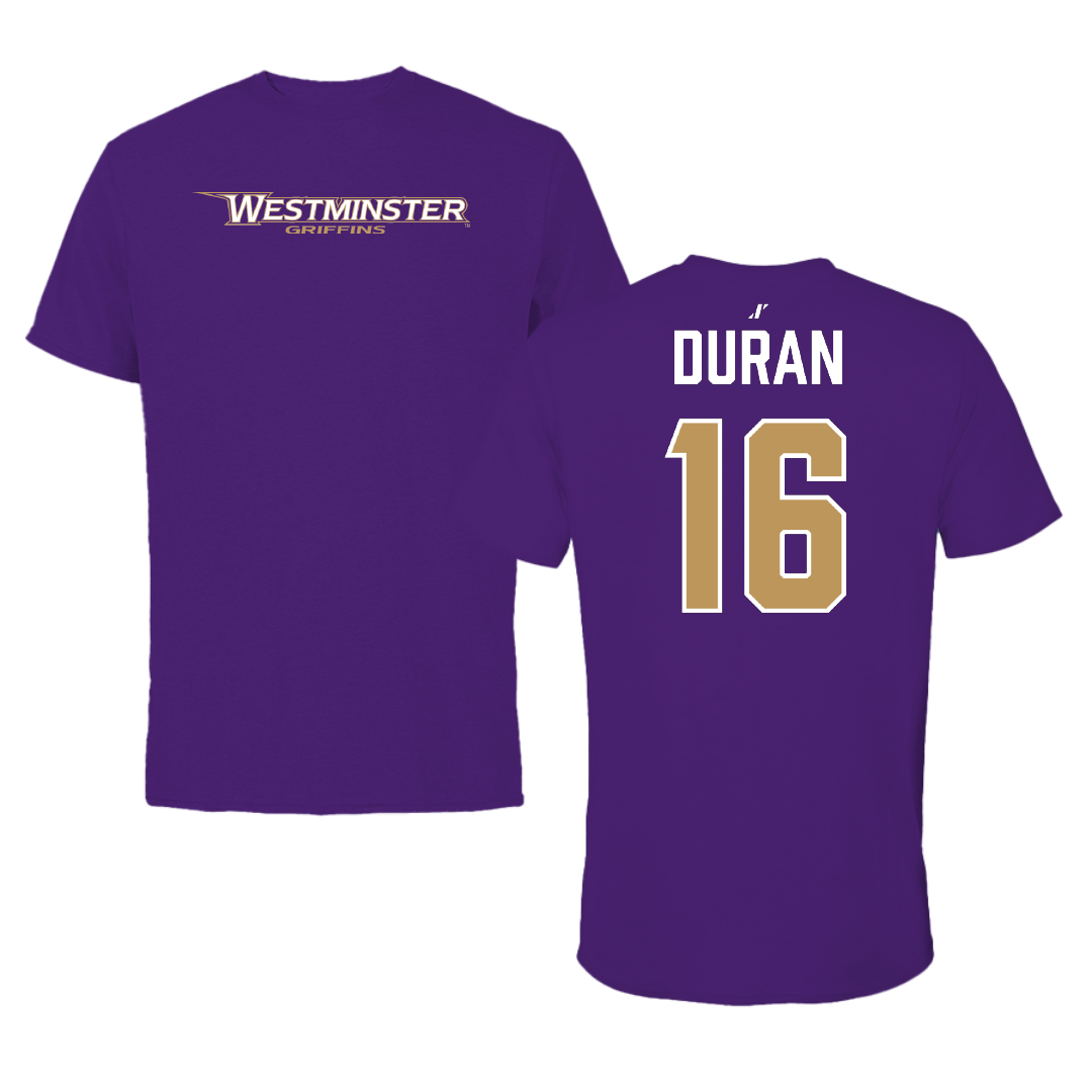 Westminster University (Utah) Soccer (M) Purple Performance Tee - #16 Ashton Duran