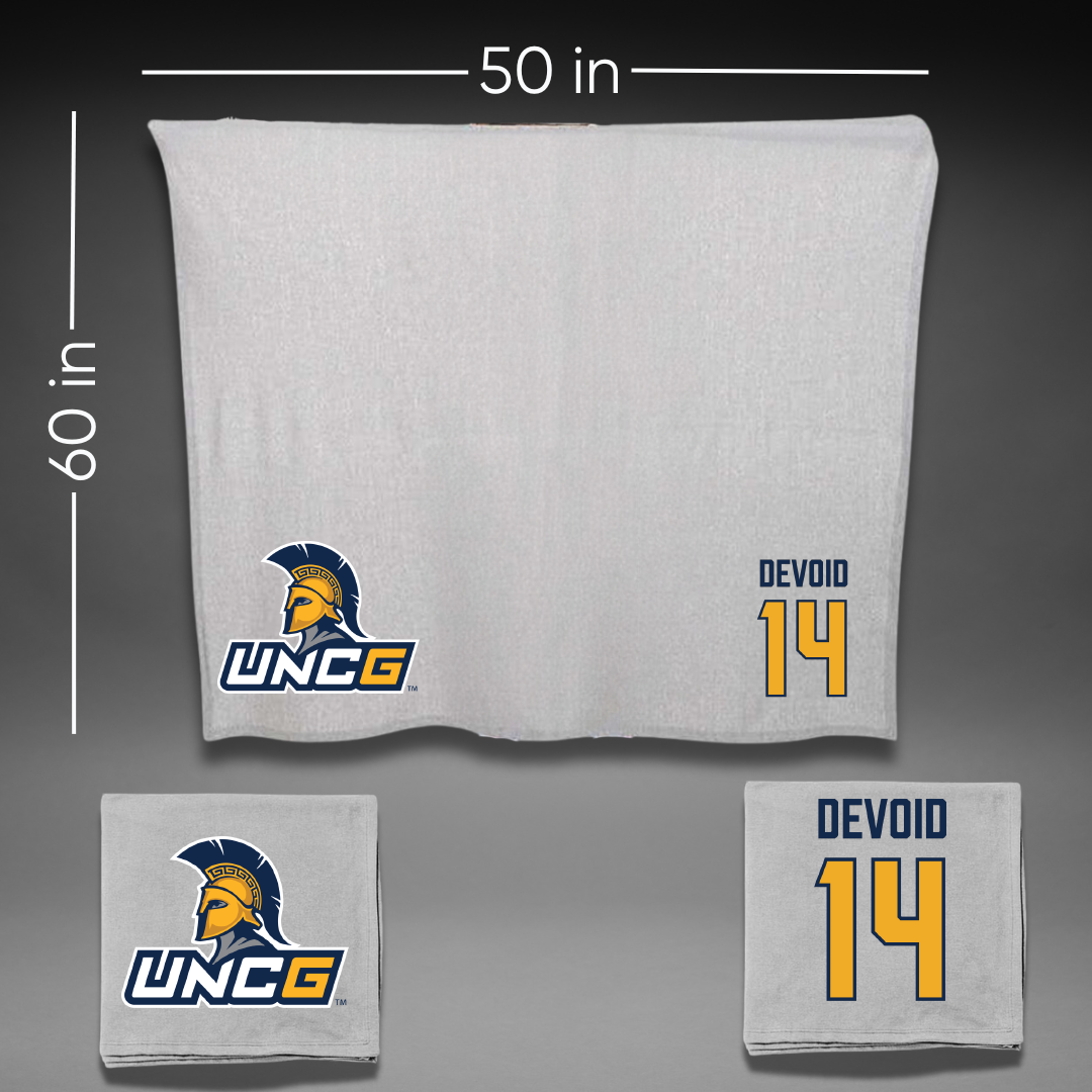 UNC Greensboro Soccer (W) Gray Blanket - #14 Jordan DeVoid