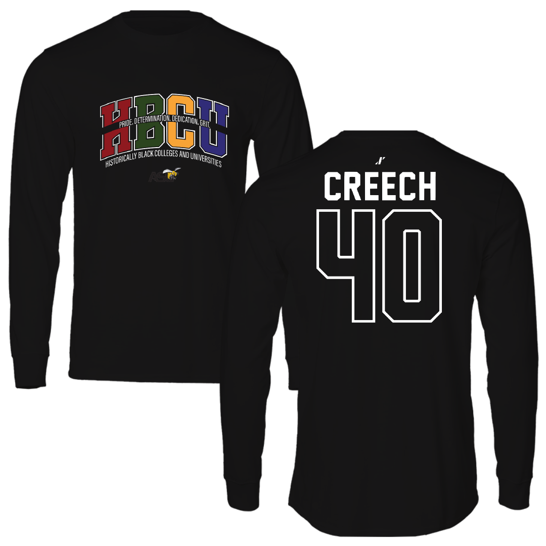 Alabama State University Football Black HBCU Performance Long Sleeve - #40 Dylan Creech