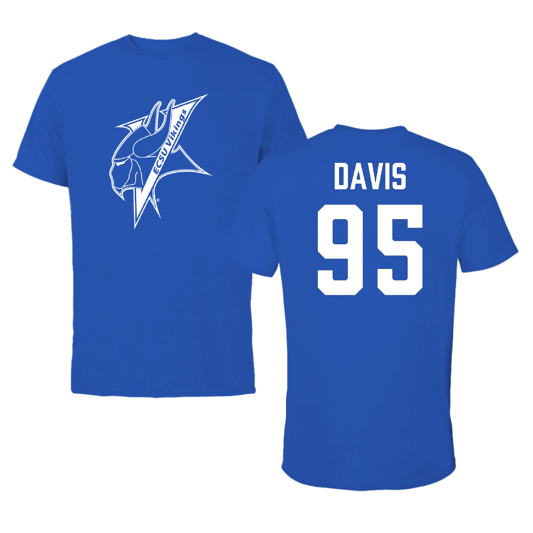 Elizabeth City State University Football Blue Performance Tee - #95 Ny'Quaveon Davis