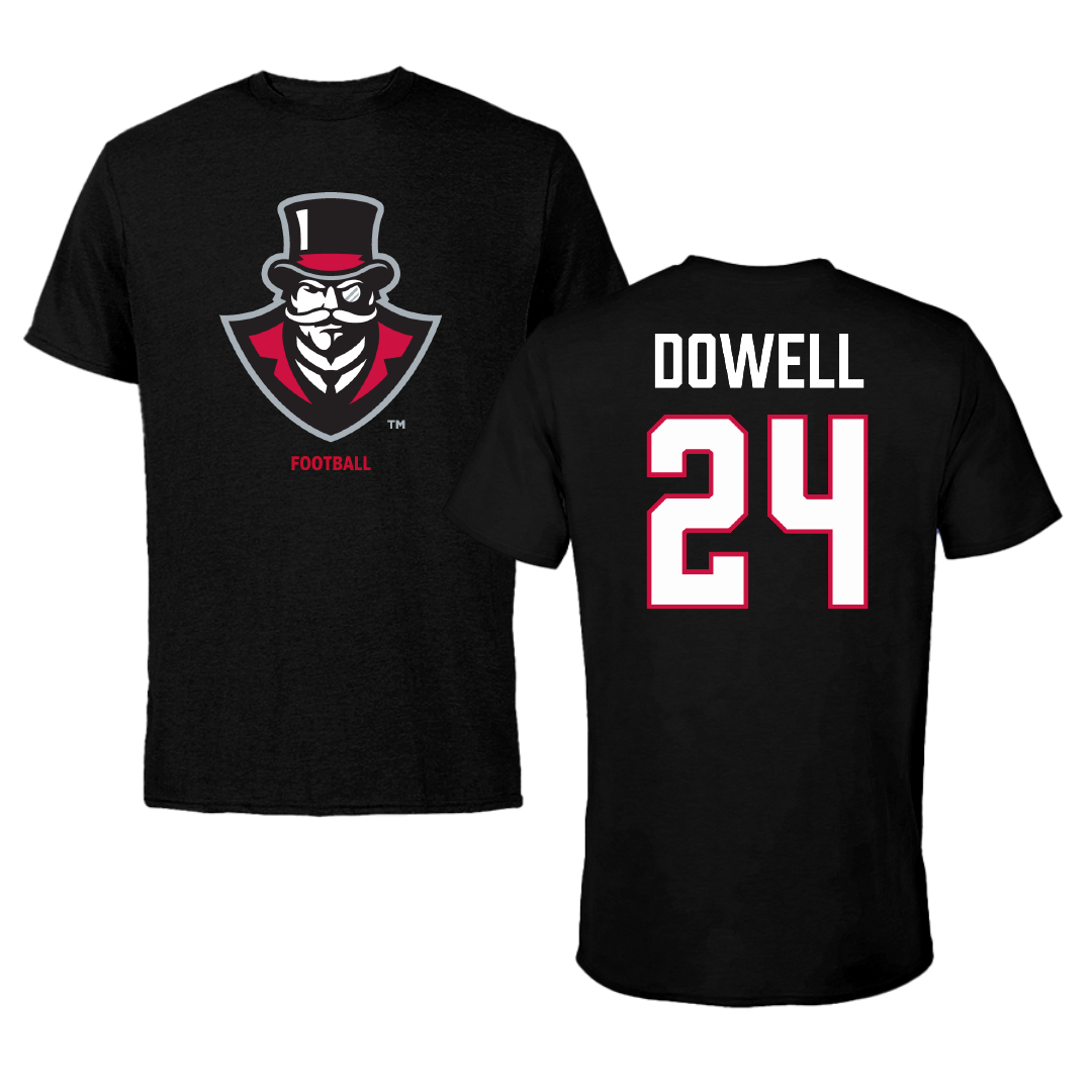 Austin Peay State University Football Black Tee - #24 Malaki Dowell