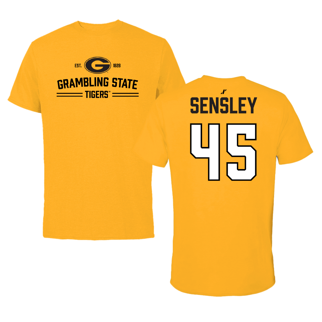 Grambling State University Baseball Gold General Tee - #45 Spencer Sensley