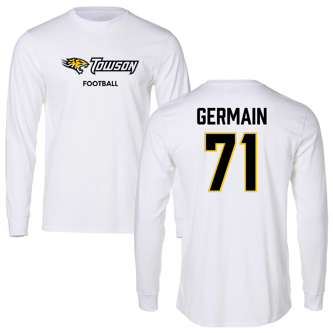 Towson University Football White Long Sleeve - #71 Jean Germain