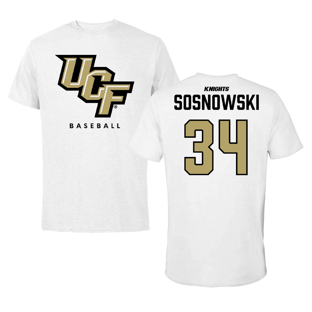 University of Central Florida Baseball White Performance Tee - #34 Kris Sosnowski