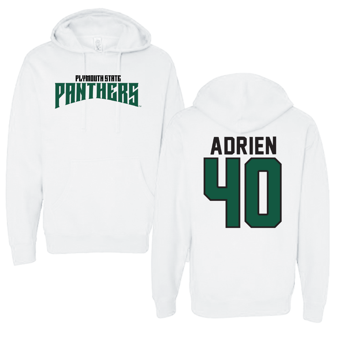 Plymouth State University Baseball White Classic Hoodie - #40 Jacob Adrien