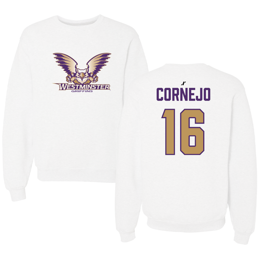 Westminster University (Utah) Volleyball White Crewneck - #16 Leila Cornejo