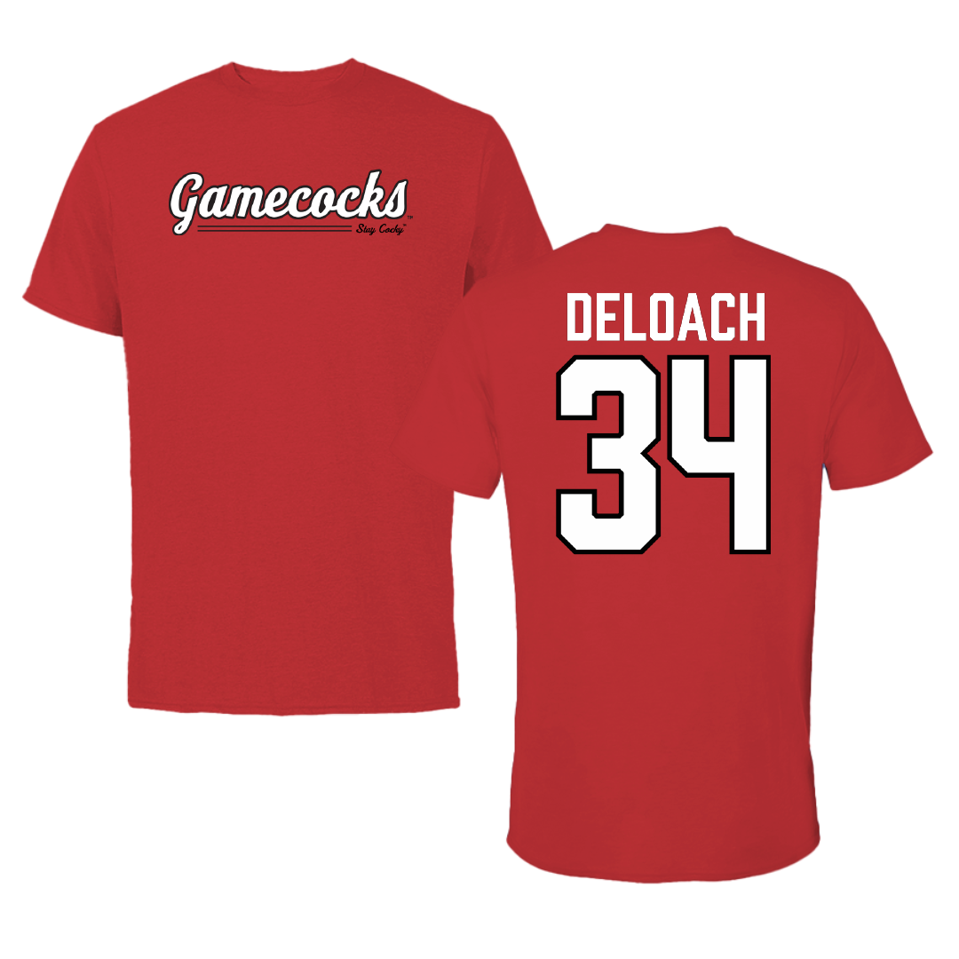 Jacksonville State University Football Red General Performance Tee - #34 Dajwon DeLoach