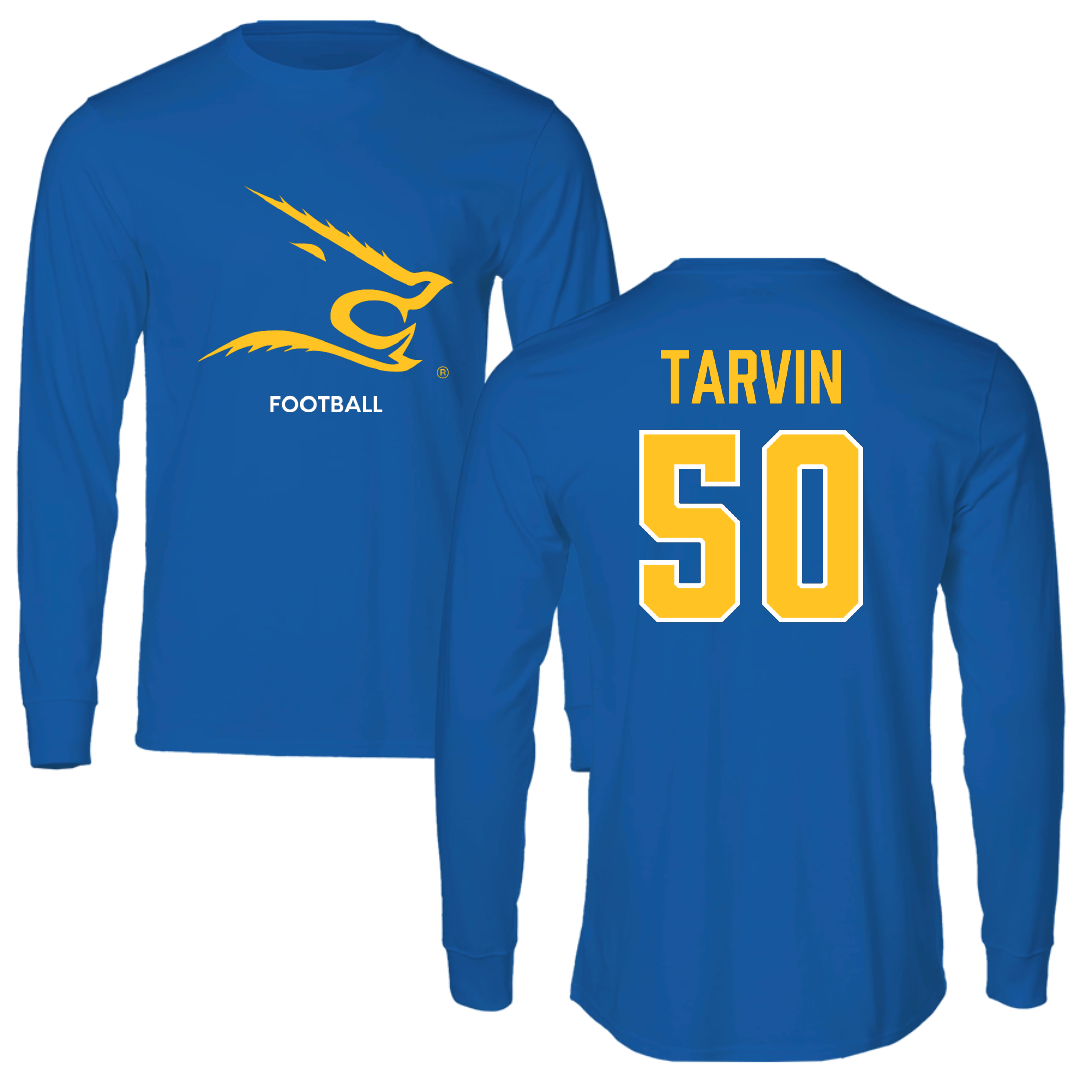Texas A&M University-Kingsville Football Blue Long Sleeve - #50 Joe Tarvin