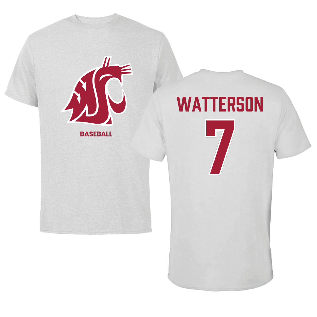 Washington State University Baseball Light Gray Performance Tee - #7 Cole Watterson
