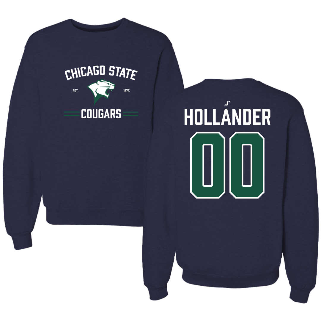 Chicago State University Soccer Navy Crewneck - #00 Aiden Hollander