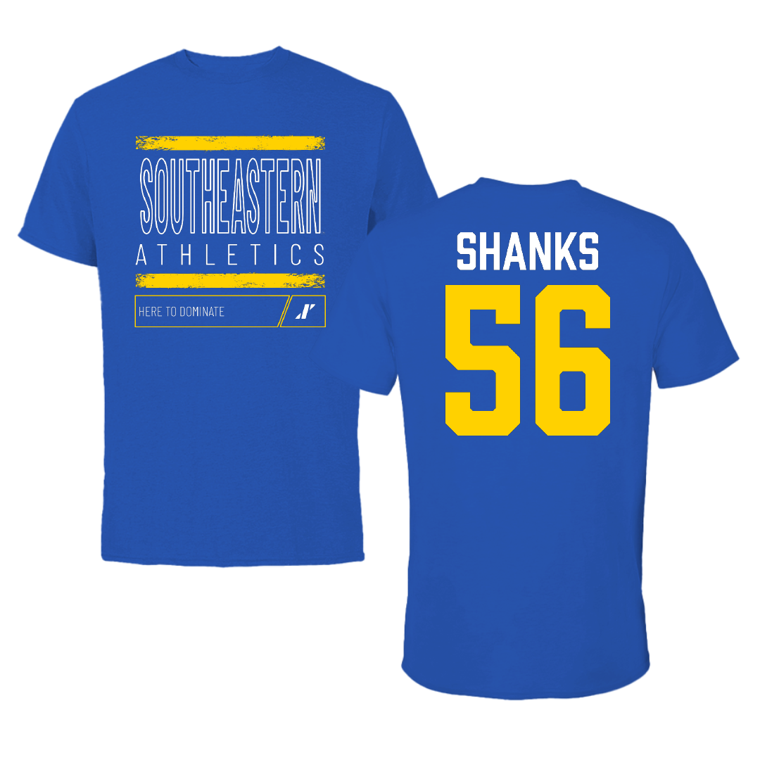 Southeastern Oklahoma State University Football Blue Dominate Tee - #56 Deangelo Shanks