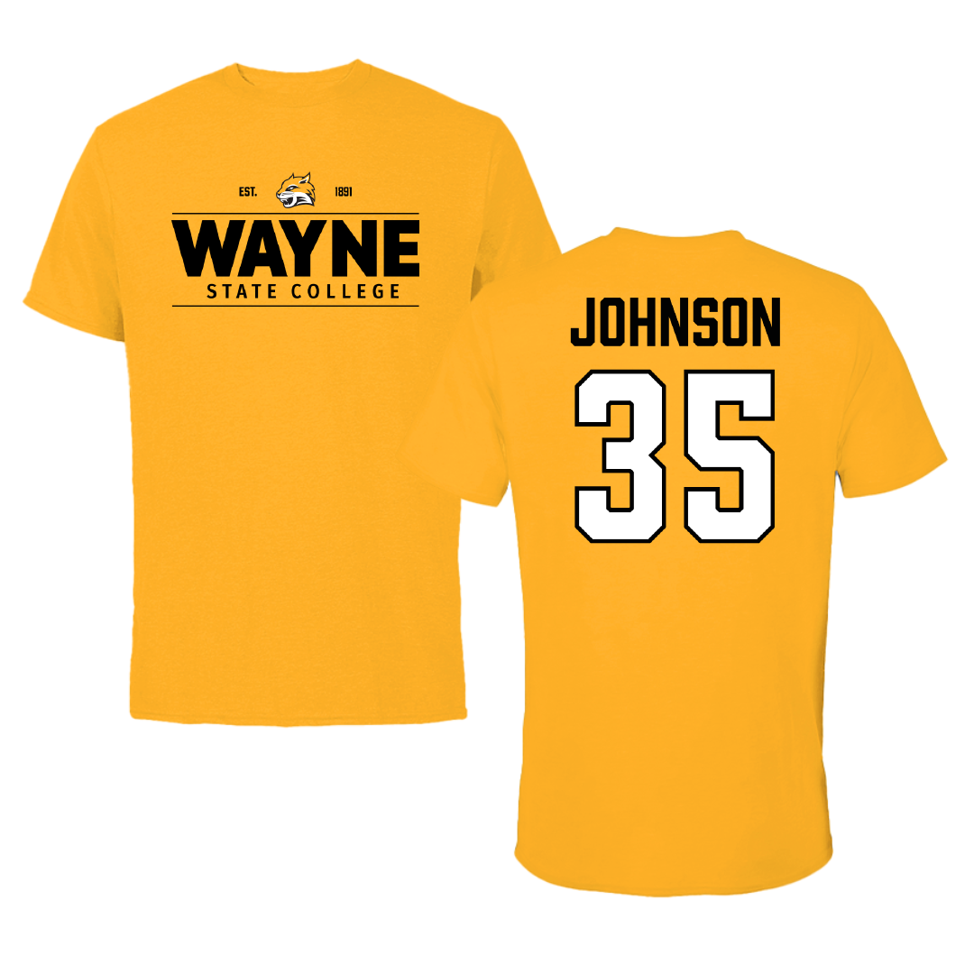 Wayne State College (Nebraska) Football Gold General Tee - #35 Luke Johnson