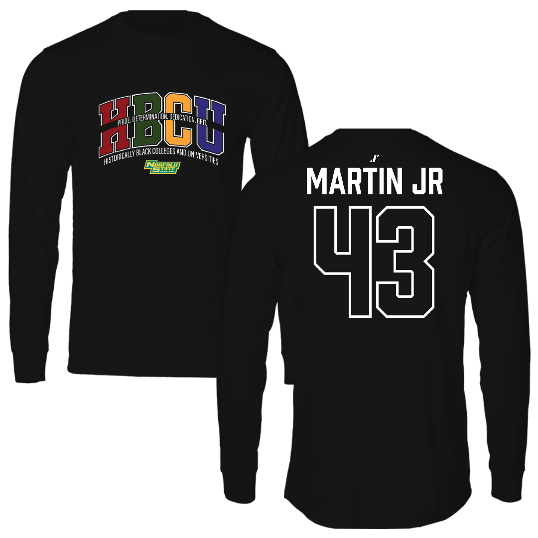 Norfolk State University Football Black HBCU Performance Long Sleeve - #43 Richard Martin Jr
