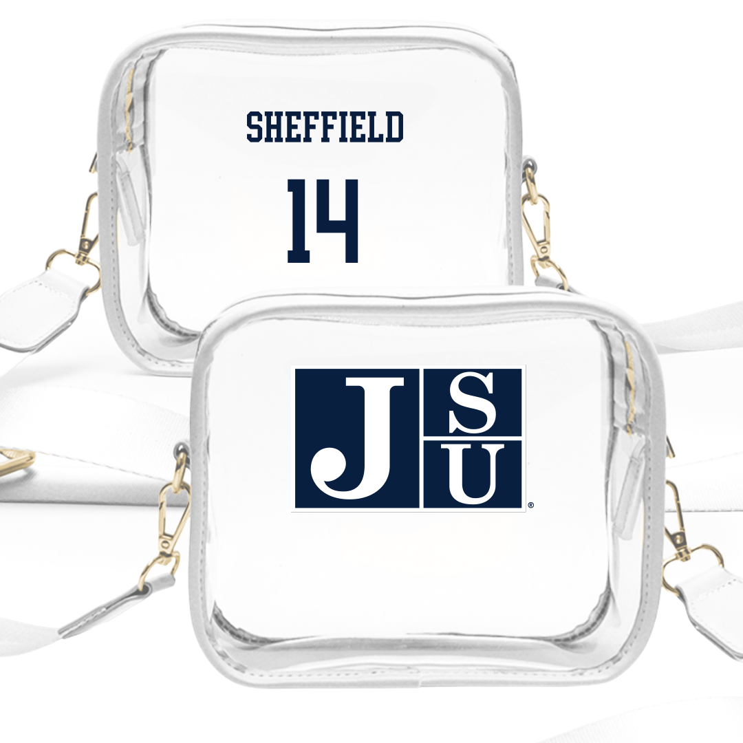 Jackson State University Soccer (W) White Clear Stadium Bag - #14 Elon Sheffield