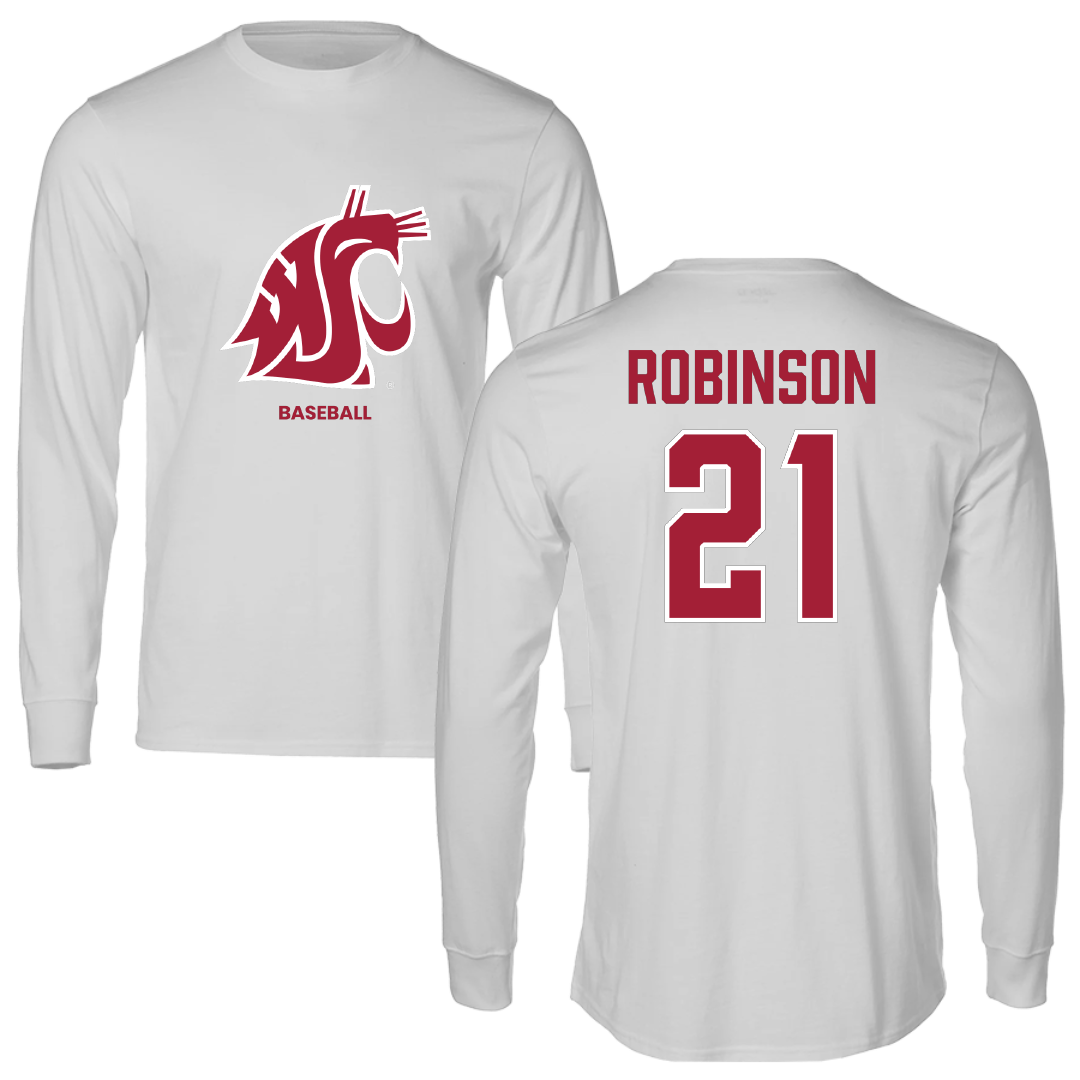 Washington State University Baseball Light Gray Long Sleeve - #21 Dustin Robinson