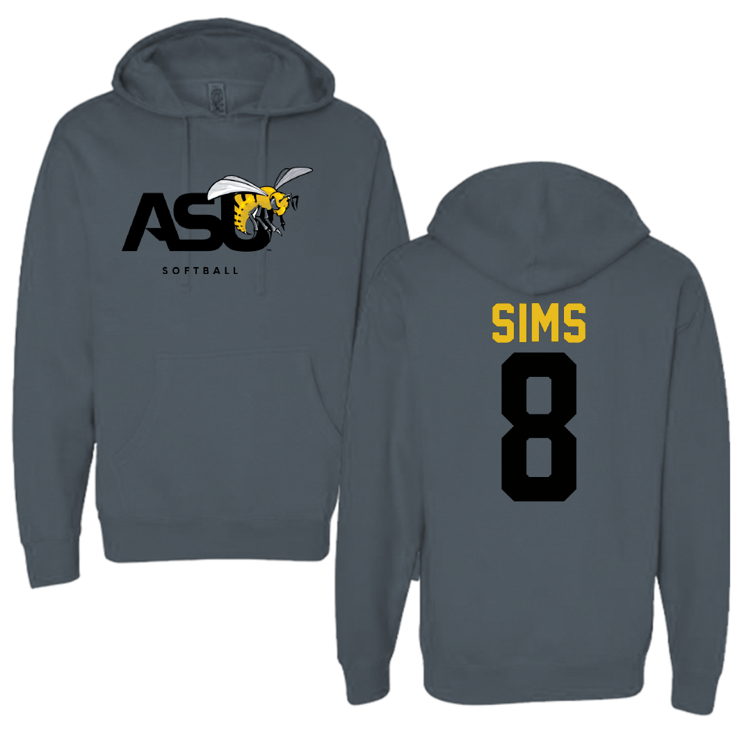 Alabama State University Softball Dark Gray Hoodie - #8 Talee Sims