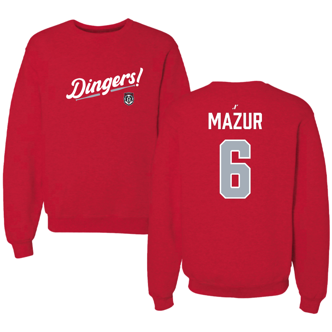 D'Youville University Baseball Red Dingers Crewneck - #6 Carson Mazur