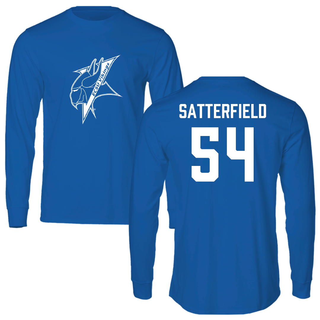 Elizabeth City State University Football Blue Long Sleeve - #54 Darius Satterfield