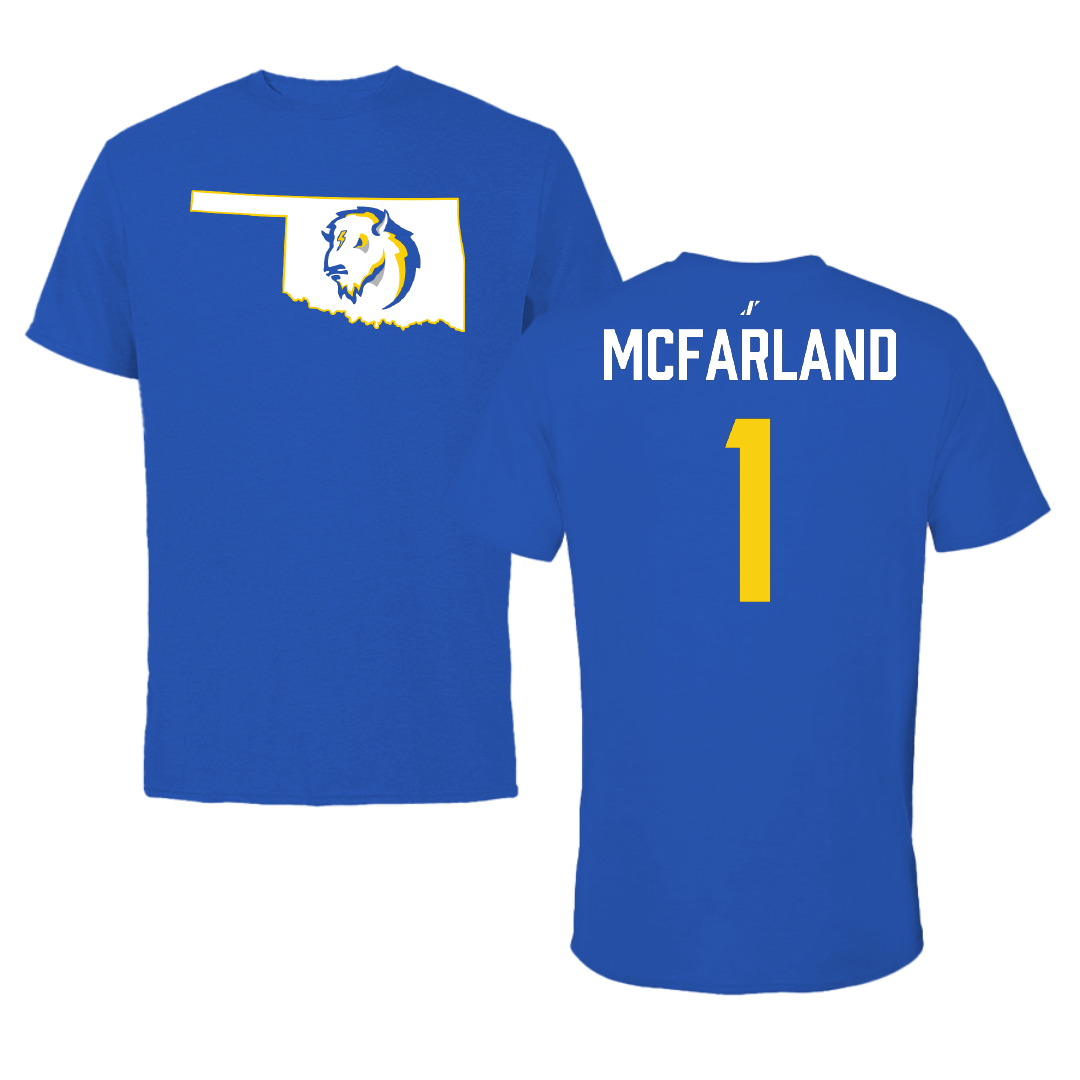 Southeastern Oklahoma State University Volleyball Blue State Tee - #1 Riley McFarland