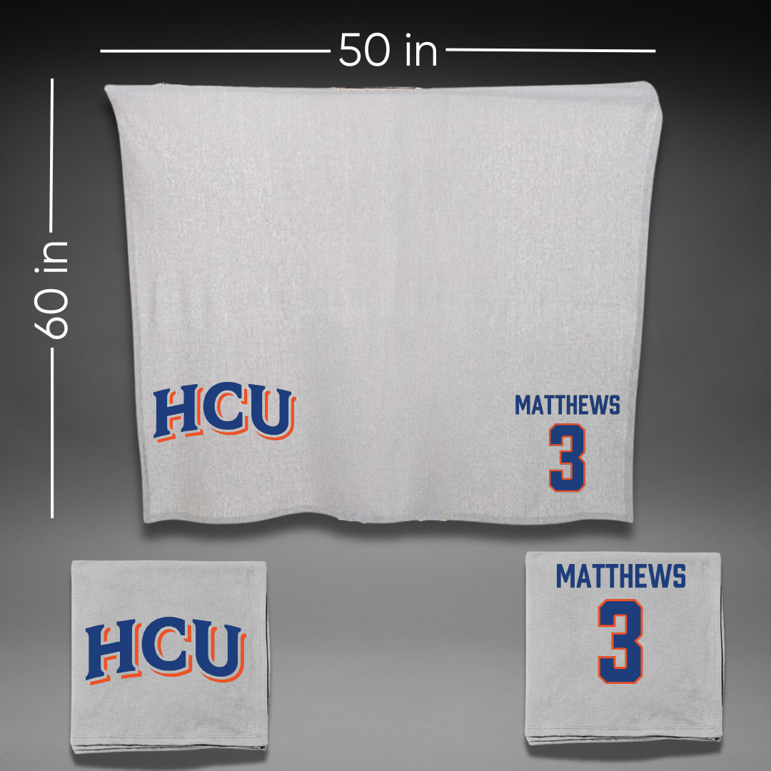 Houston Christian University Baseball Gray Blanket - #3 Caleb Matthews