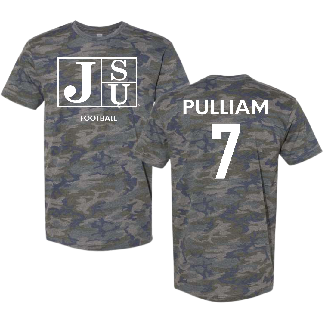 Jackson State University Football Vintage Camo Tee - #7 Reid Pulliam