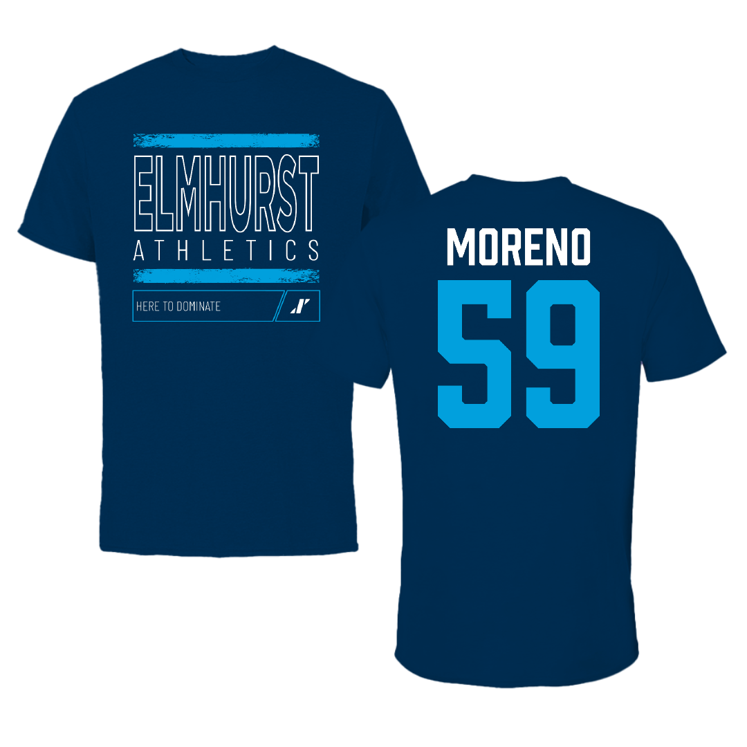 Elmhurst University Football Navy Dominate Tee - #59 Jesus Moreno