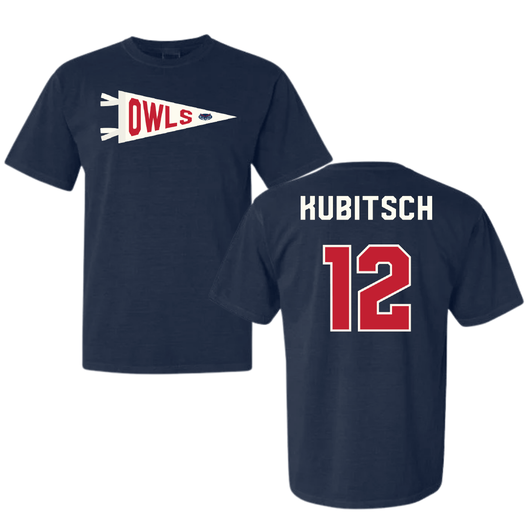 Florida Atlantic University Soccer Navy Pennant Comfort Colors Tee - #12 Kevin Kubitsch