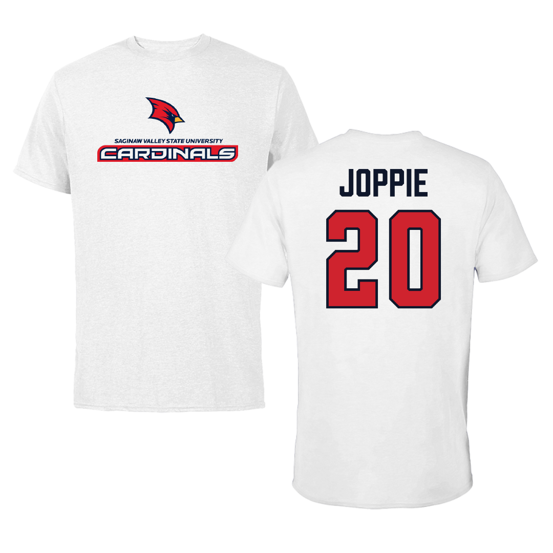 Saginaw Valley State University Baseball White Performance Tee - #20 Casey Joppie