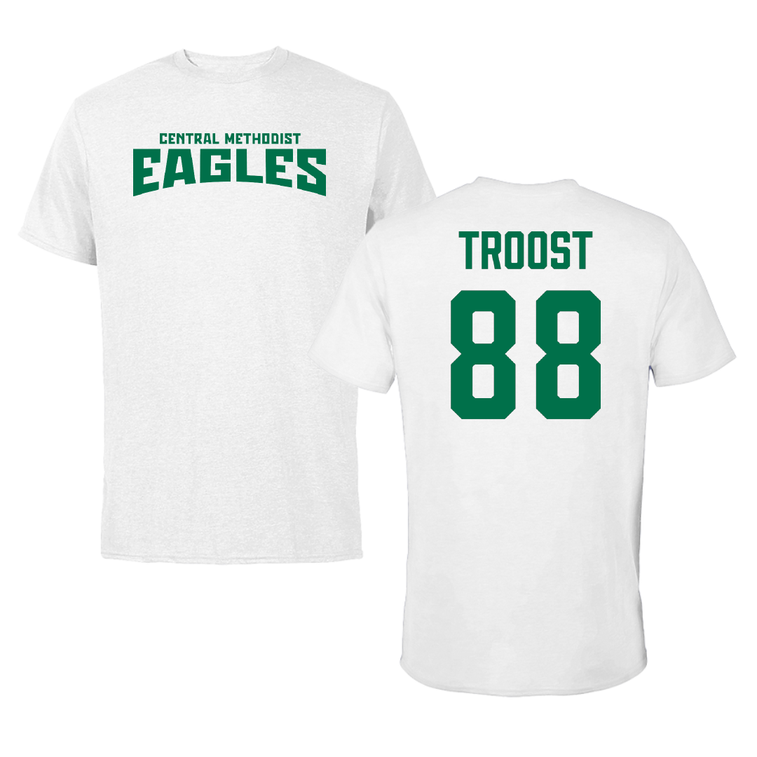 Central Methodist University Football White Classic Performance Tee - #88 Dakota Troost