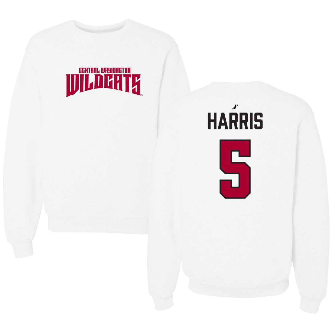 Central Washington University Basketball (M) White Classic Crewneck - #5 Jamari Harris