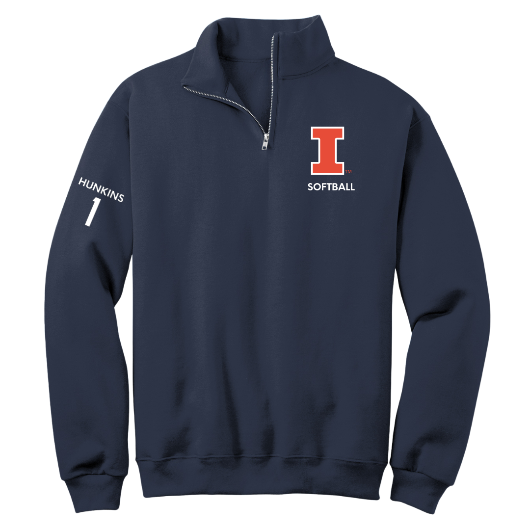 University of Illinois Softball Navy Quarter-Zip - #1 Reese Hunkins
