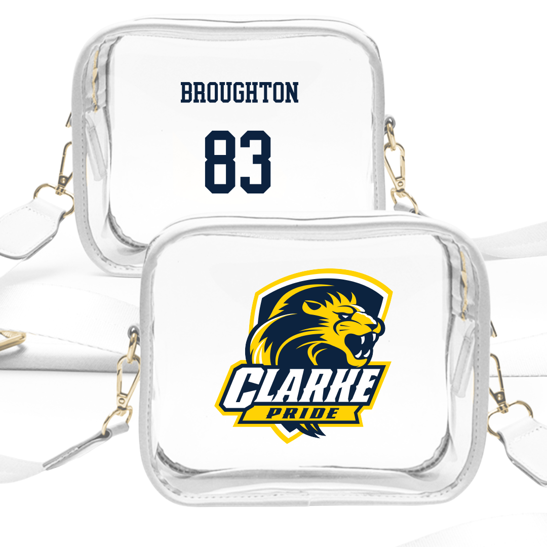 Clarke University Football White Clear Stadium Bag - #83 CJ Broughton