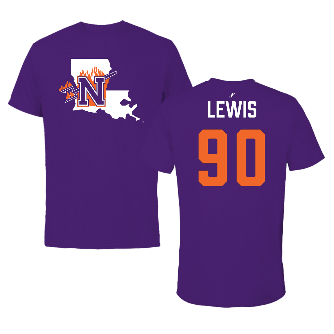 Northwestern State University Football Purple State Performance Tee - #90 Tyler Lewis