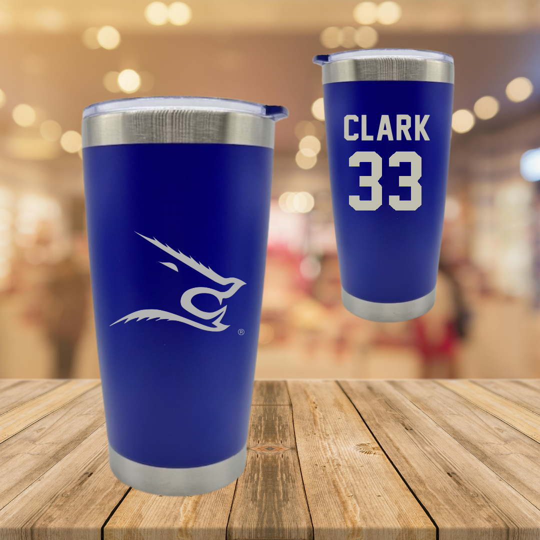 Texas A&M University-Kingsville Basketball Blue Stainless Steel Tumbler - #33 Jason Clark