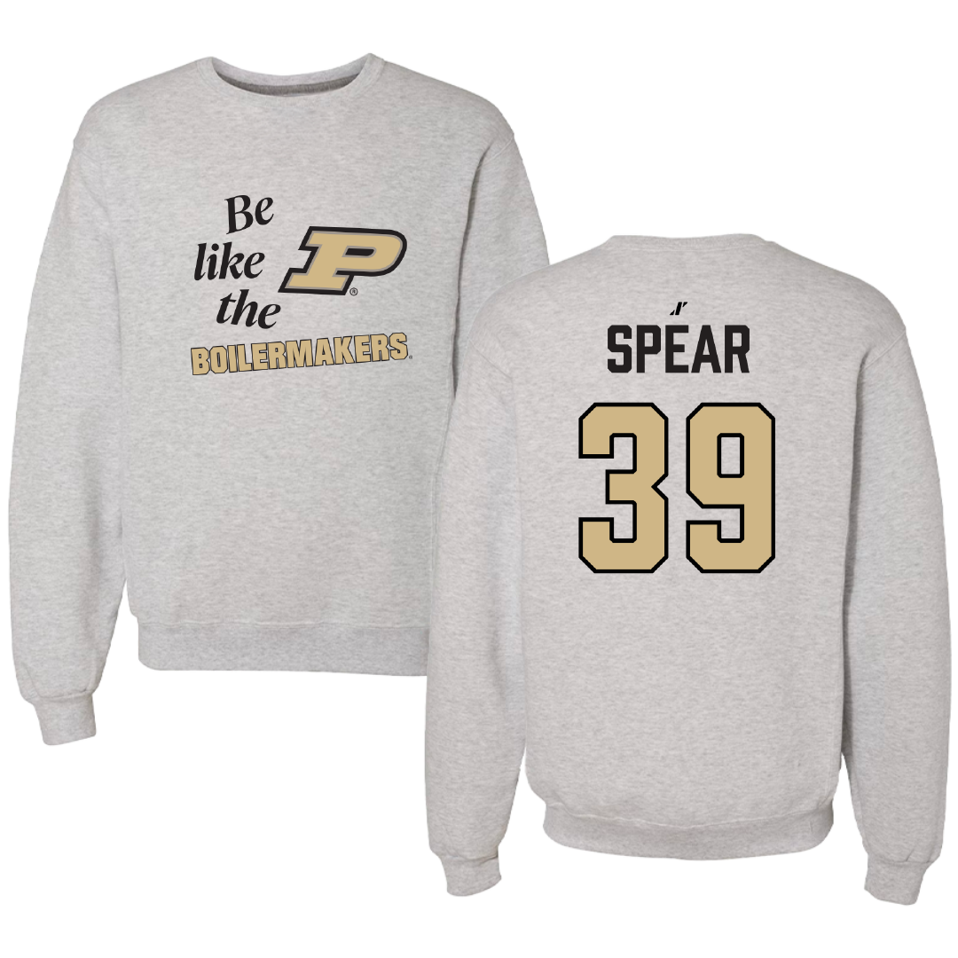 Purdue University Football Light Gray Be Like Us Crewneck - #39 Luke Spear