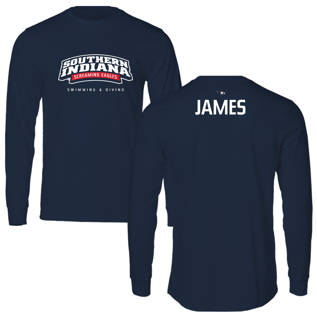 University of Southern Indiana Swimming & Diving Navy Long Sleeve - Cameron James