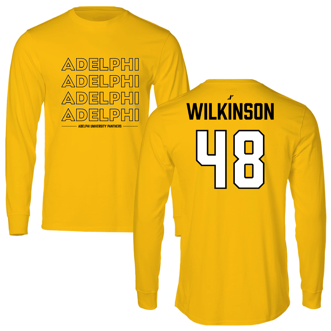 Adelphi University Baseball Gold General Performance Long Sleeve - #48 Justin Wilkinson