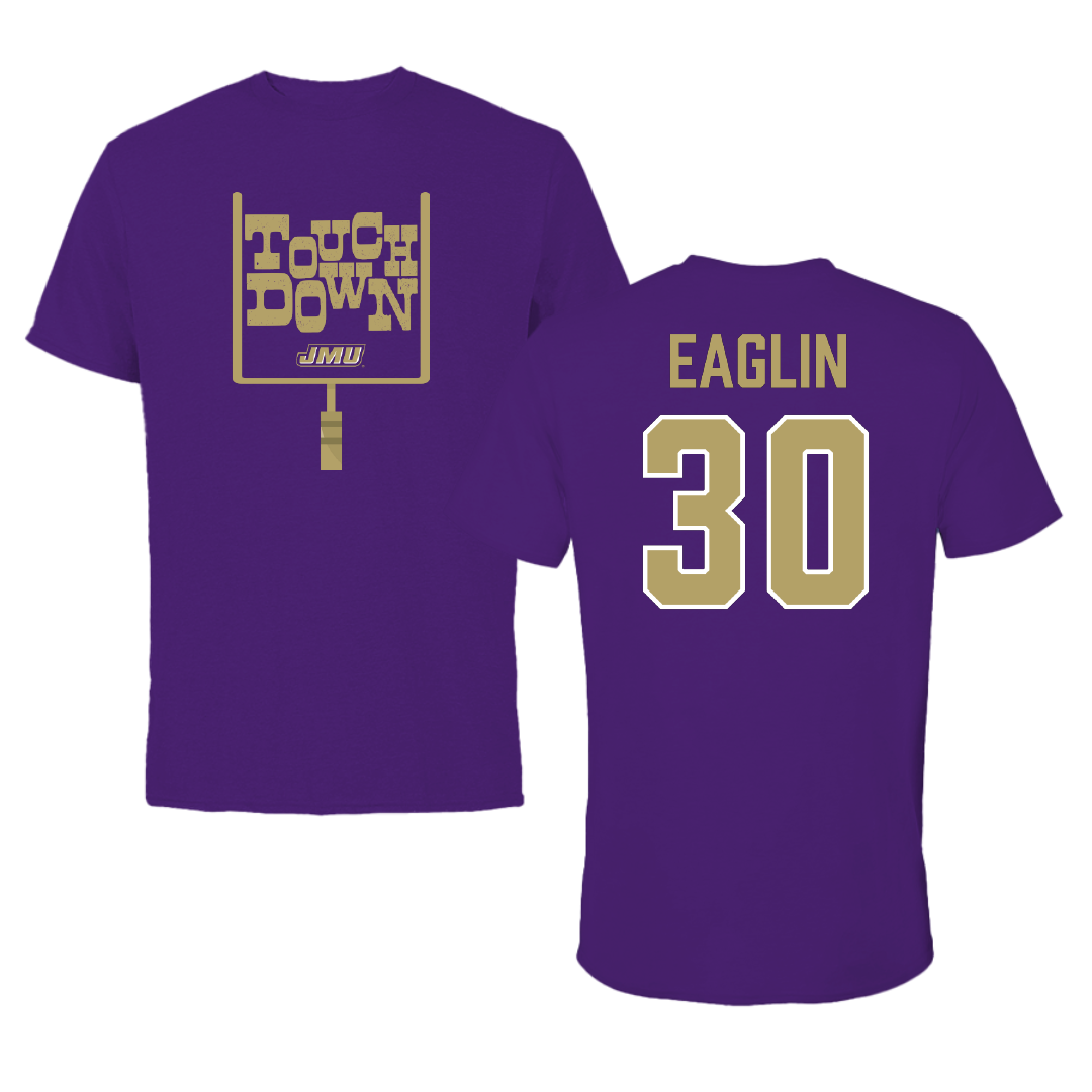 James Madison University Football Purple Touchdown Tee - #30 Justin Eaglin